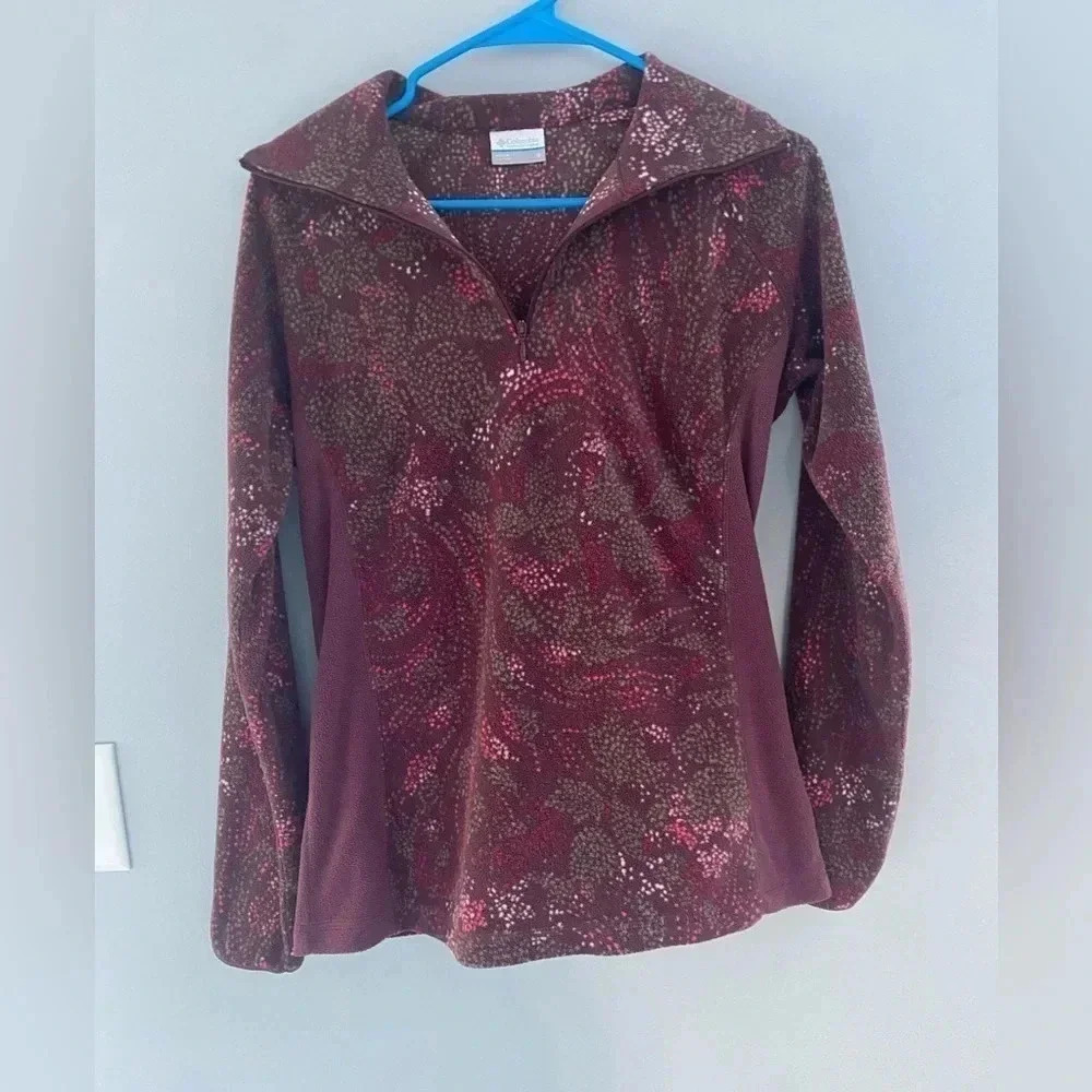 Columbia Arctic Air Burgundy Printed 1/4 Zip Fleece Pullover Medium M